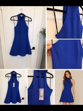 essue Royal Blue Halter Mini Dress